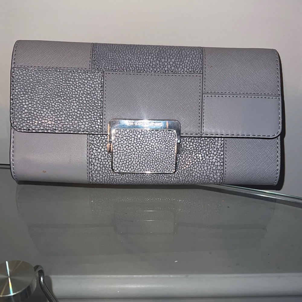 Michael Kors Medium Metallic Faux Leather Clutch